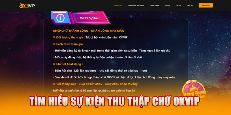 Thông tin mới nhất về sự kiện thu thập chữ OKVIP